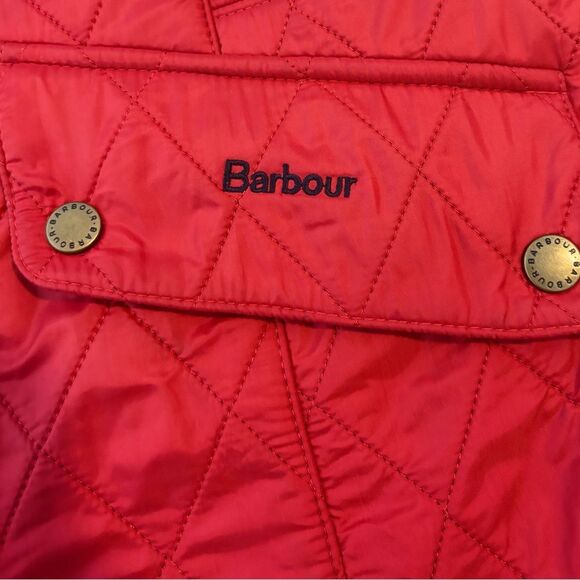 Barbour Jacket Cavalary Polarquilt Red Womens 8 *Flaws* - Picture 8 of 13